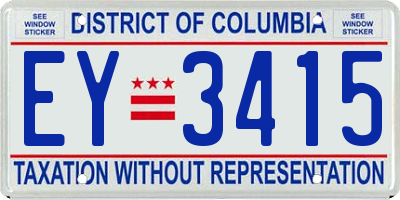 DC license plate EY3415