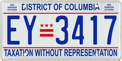 DC license plate EY3417