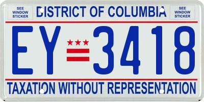 DC license plate EY3418