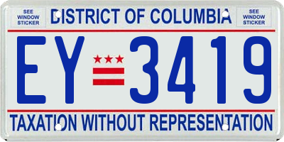 DC license plate EY3419