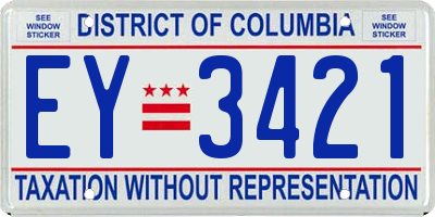 DC license plate EY3421