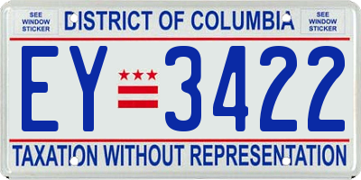 DC license plate EY3422