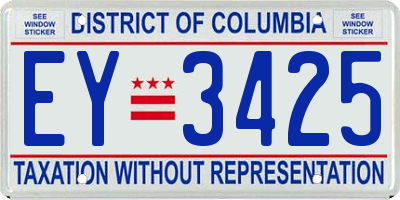 DC license plate EY3425