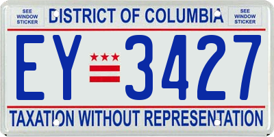 DC license plate EY3427