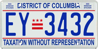 DC license plate EY3432