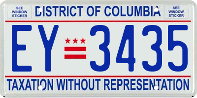 DC license plate EY3435