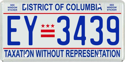 DC license plate EY3439