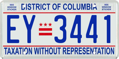 DC license plate EY3441