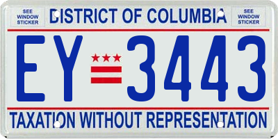 DC license plate EY3443