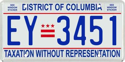 DC license plate EY3451