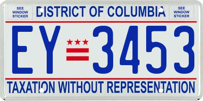 DC license plate EY3453