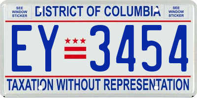 DC license plate EY3454