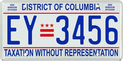 DC license plate EY3456