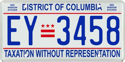 DC license plate EY3458