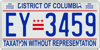 DC license plate EY3459
