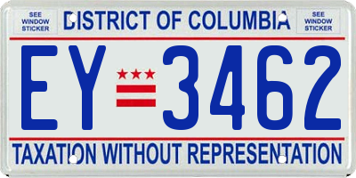 DC license plate EY3462