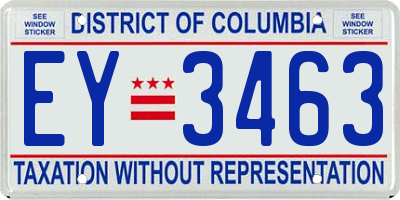 DC license plate EY3463