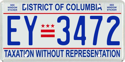 DC license plate EY3472