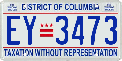 DC license plate EY3473