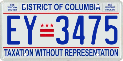DC license plate EY3475