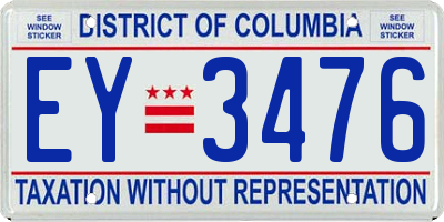 DC license plate EY3476