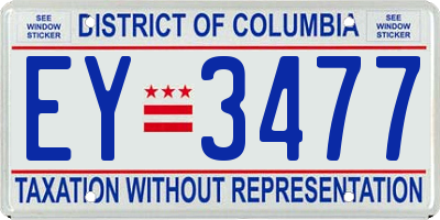 DC license plate EY3477