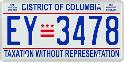DC license plate EY3478
