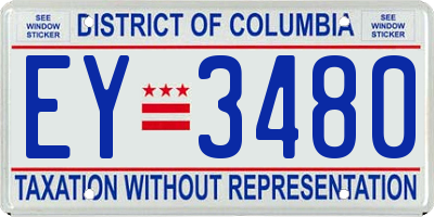 DC license plate EY3480