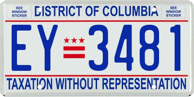 DC license plate EY3481