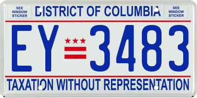 DC license plate EY3483