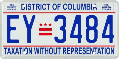 DC license plate EY3484