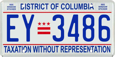 DC license plate EY3486