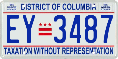 DC license plate EY3487