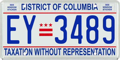 DC license plate EY3489
