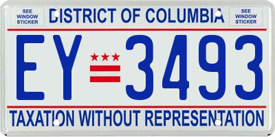 DC license plate EY3493