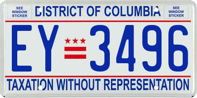 DC license plate EY3496