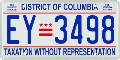 DC license plate EY3498
