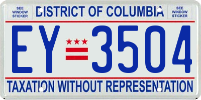 DC license plate EY3504