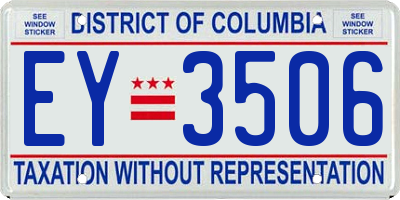 DC license plate EY3506