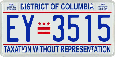 DC license plate EY3515