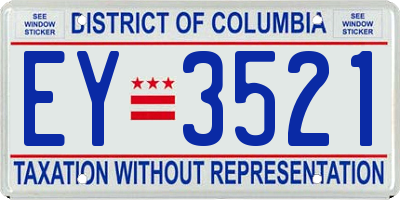 DC license plate EY3521