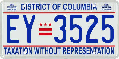 DC license plate EY3525