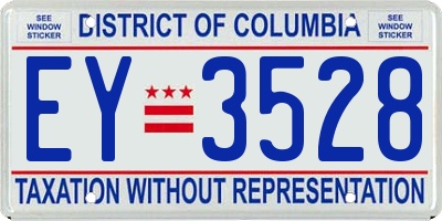 DC license plate EY3528