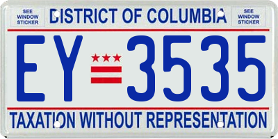 DC license plate EY3535