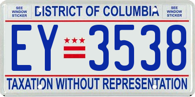 DC license plate EY3538