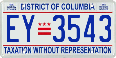 DC license plate EY3543