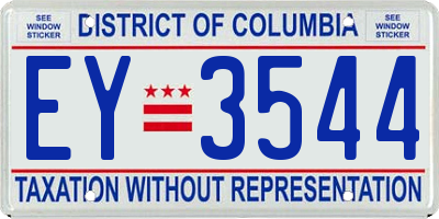 DC license plate EY3544