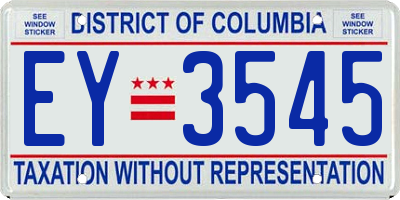 DC license plate EY3545