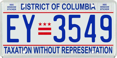 DC license plate EY3549