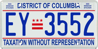 DC license plate EY3552